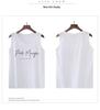 Women's Summer 2024 Loose Fit Cotton Camisole - Sleeveless, Letter Print Top for Inner or Outer Wear