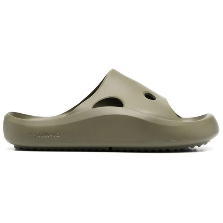 Off-White Rubber Hollow Slip-On Thick Sole Fashion Sandals Men Sandals Green OMIC014S23MAT0015656