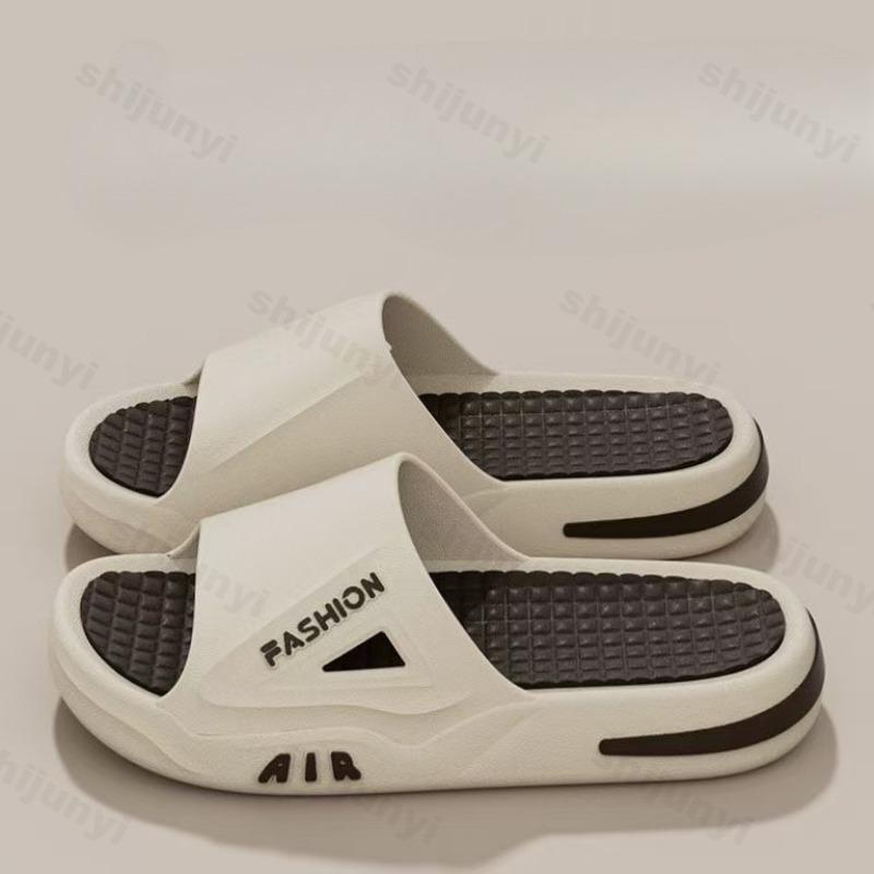 Fashion Men Open Toed Slippers Non-slip Bathroom Slippers Home Shoes Thick Soft Sole Breathable Comfort Flat Platform Indoor Slippers