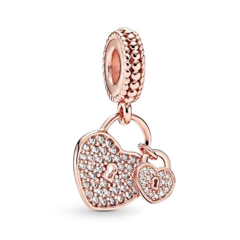 New Sparking Rose Gold Plated Clip Charm Beads Fit Original Snake Bracelet Necklace Beads For Diy Jewelry Women Jewellery Gift