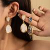 Light Luxury Medieval Stud Earrings Oval Water Drop Smudge Oil Painting Earrings Femininity French Retro Earrings