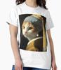 Cat with Pearl Earring Vermeer Painting Altered Art T-Shirt