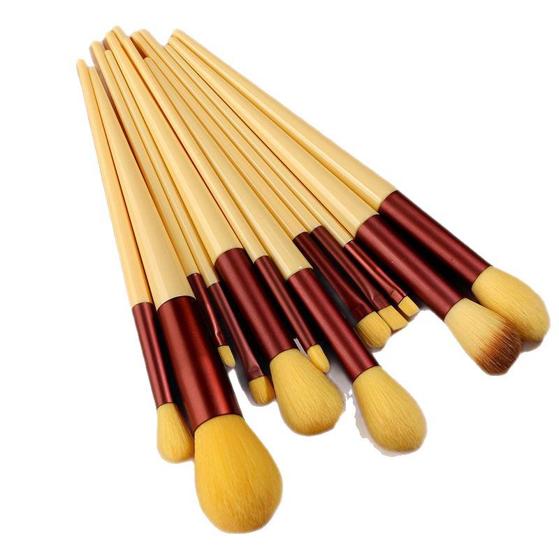 Portable 13-Piece Makeup Brush Set: Powder, Blush, Eyeshadow Brushes with Soft Bristles for Beginners