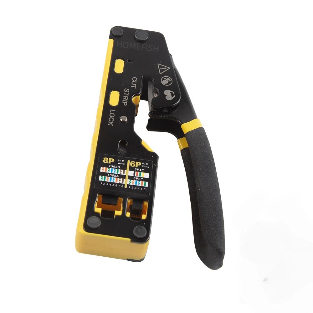 

HOMEFISH 6088 Multifunctional CRIMPER Through-Hole Wire Crimper 8P6P Dual-Use Pliers for RJ45 Punch-Down RJ45 Crystal Head
