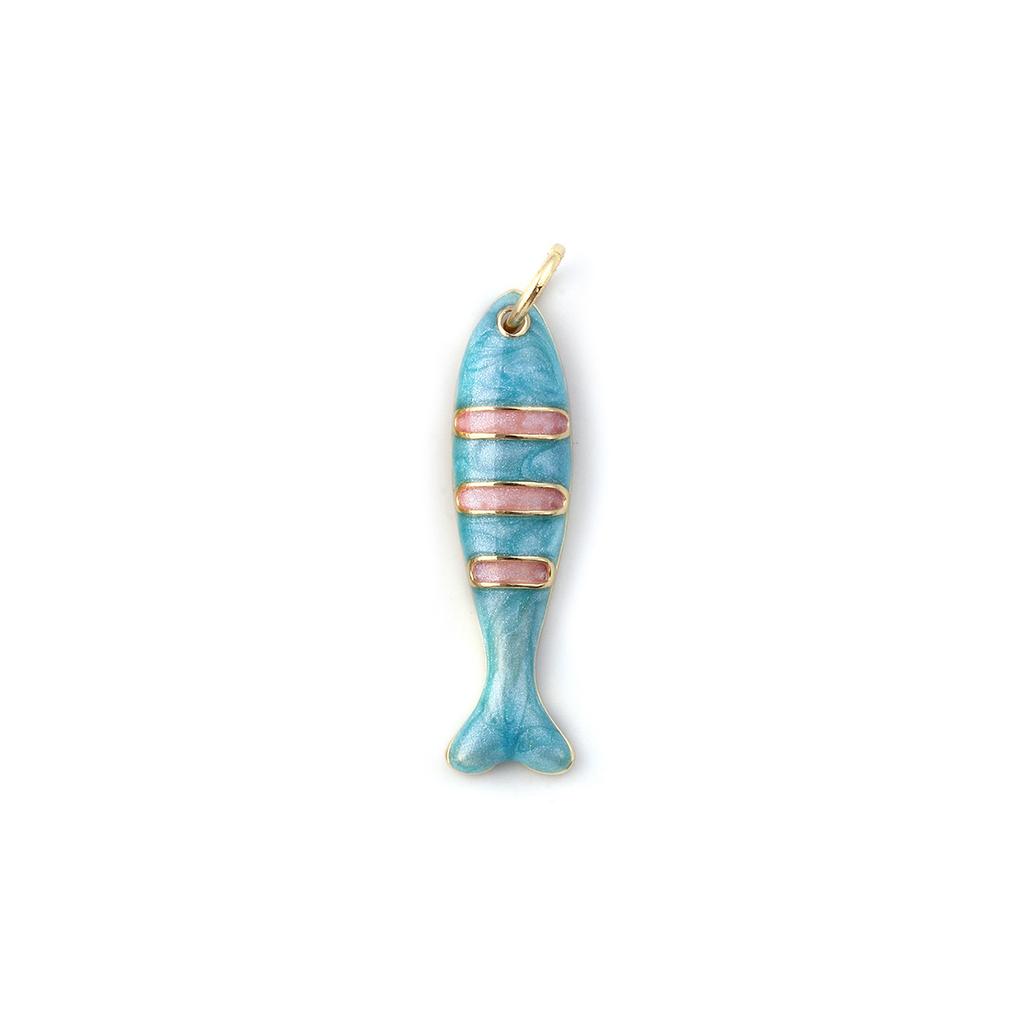 1 sztuka mosiężne zawieszki oceaniczne pozłacane 18K emaliowane ryba zwierzę paski zawieszka do DIY naszyjnik tworzenie biżuterii 27mm x 6.5mm