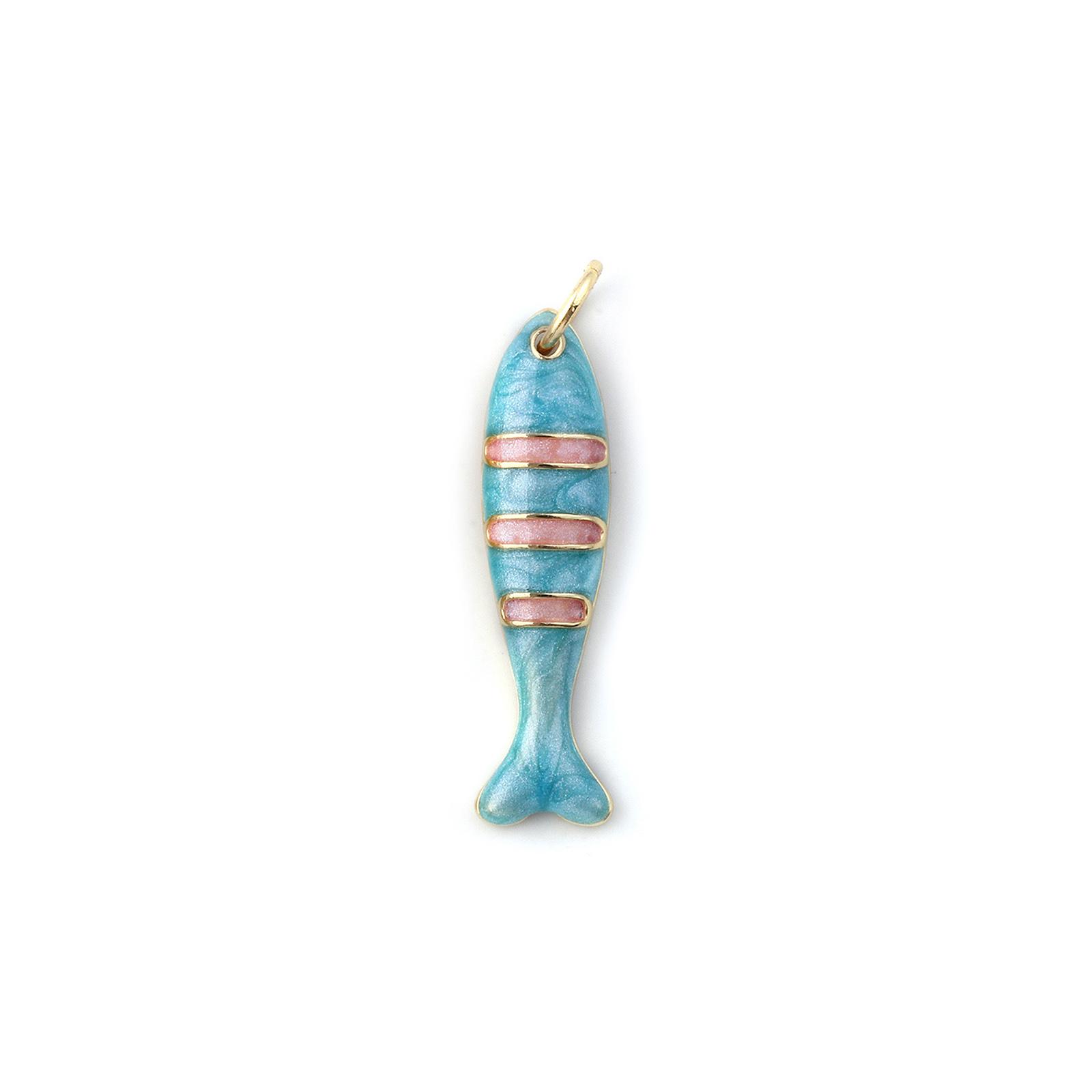 

1 Piece Brass Ocean Charms 18K Gold Plated Enamel Fish Animal Stripe Pendant For DIY Necklace Jewelry Making 27mm x 6.5mm синій