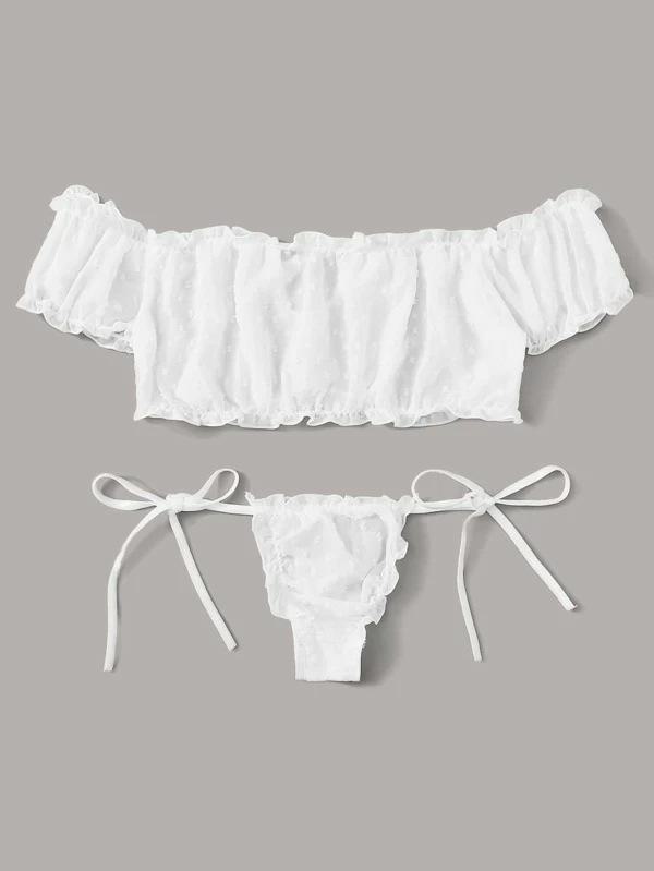 

2020 Европейский и американский стиль Сексуальный раздельный кружевной купальник Линжери Пижама L белый