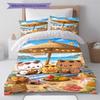 Bubu Dudu Cartoon Pattern Bedding Set Quilt Cover Pillowcase Home Decor Gift (1 * Duvet Cover + 2 * Pillowcase, Without Core)