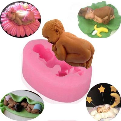 3D śpiące dziecko lalka silikonowa forma do ciasta twarzą w dół Baby Party narzędzia do dekorowania ciast masą cukrową Cupcake foremki do pieczenia czekolady