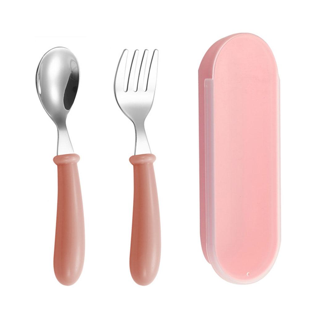 Cartoon 304 Steel Children's Spoon Fork Baby Baby Feeding Spoon Set Eating Training P H2L1