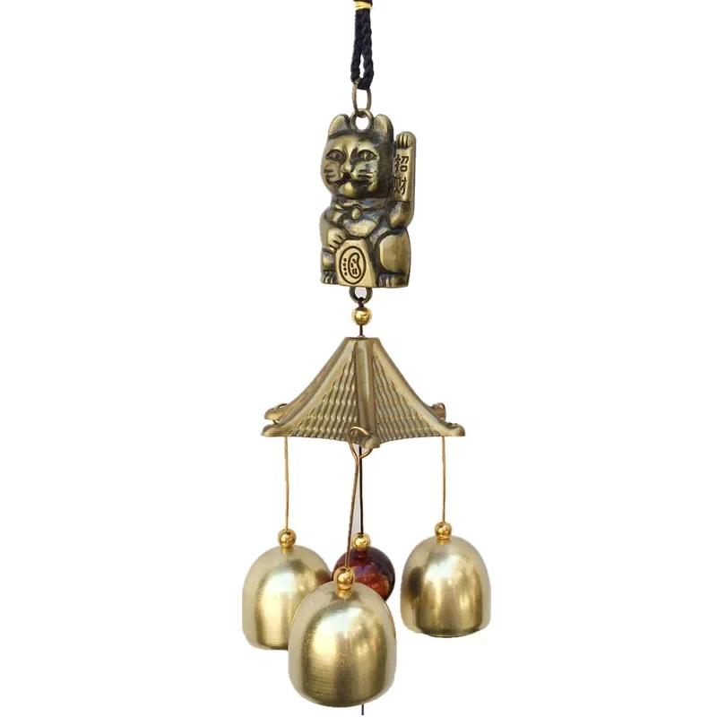 Lucky Cat Cat Money Shop Doorbell Metal Copper Door  Alloy Wind Chimes Hanging Decorations Bell Feng Shui Pendant Town House