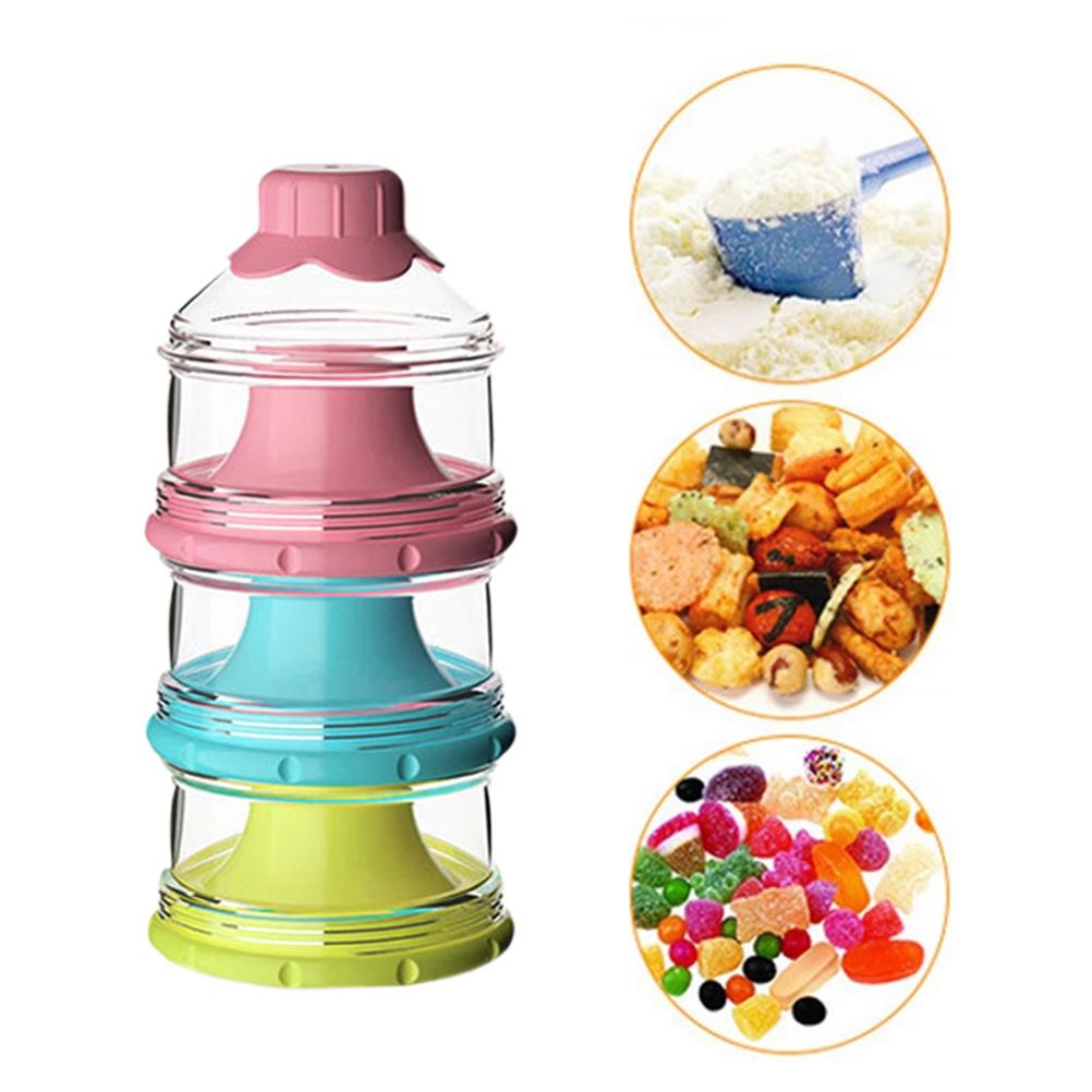 Dispensador de Leite em Pó para Fórmula Infantil 3 Compartimentos Recipiente para Comida de Bebê Recém-Nascido Empilhável Portátil