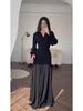 2025 European & American Style Chiffon Black Dress, Wine Red, Spring Collection