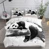 Green Ink Splash Giant Panda 3D Printed Bedding Set Cozy Soft Duvet Cover King Queen Twin Size Birthday Gift Bedroom Decoration