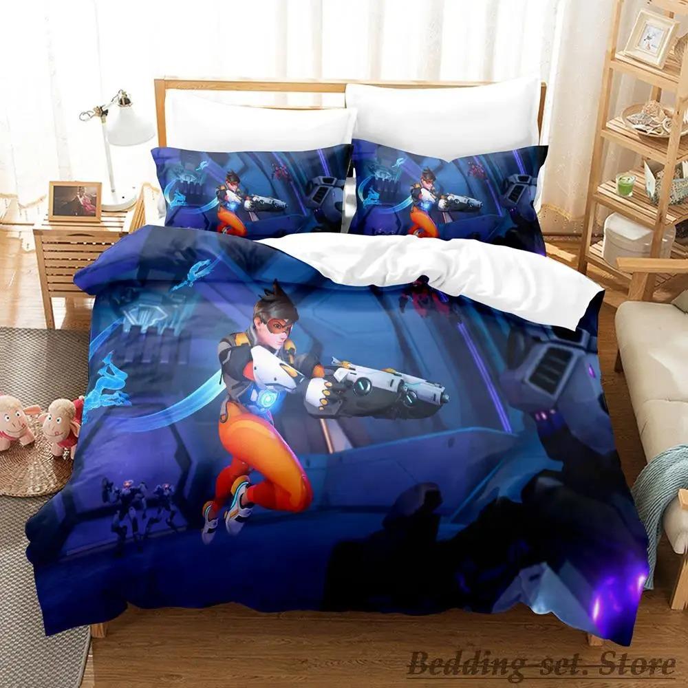 Overwatch 2 Bedding Set Single Twin Full Queen King Size Bed Set Adult Kid Bedroom Duvetcover Sets Anime Parure De Lit Bed
