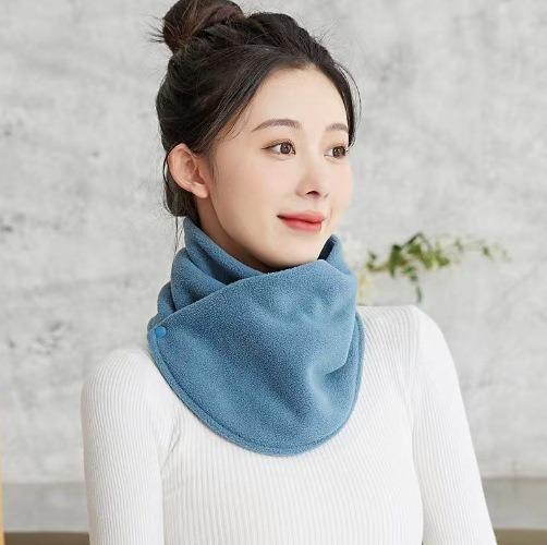 Classic Solid Color Snap Neck Scarf Thick Velvet Warm Cover Autumn Winter Riding Windproof Neckband For Outdoor Cold Protection