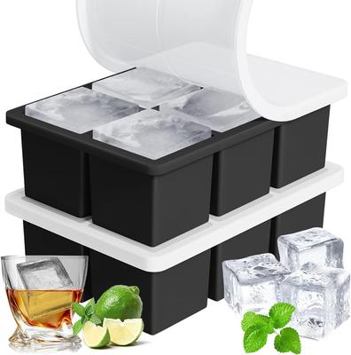 Square Silicone Ice Cube Mold with Lid Odor Barrier Ice Cubes Whiskey Cocktail Commercial Ice Film Dessert Candy Chocolate Mold