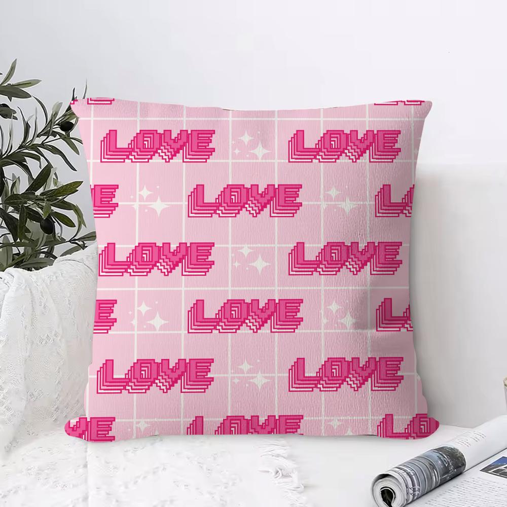 Valentine's Day Stickers X Cushion Cover Anti-dustmite Pillowcase Invisible Zipper Silky Short Plush Sofa Cushion Cover