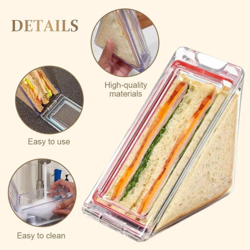 Contenitore Triangolare Trasparente per Sandwich con Coperchio Ermetico Senza BPA Non Tossico Porta Sandwich per Pranzo a Casa Picnic Familiare all'Aperto