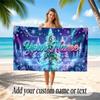 Christmas Theme Quick Dry Beach Towel Custom Name Text Print Large Sand Resistant Towel Beach Vacation