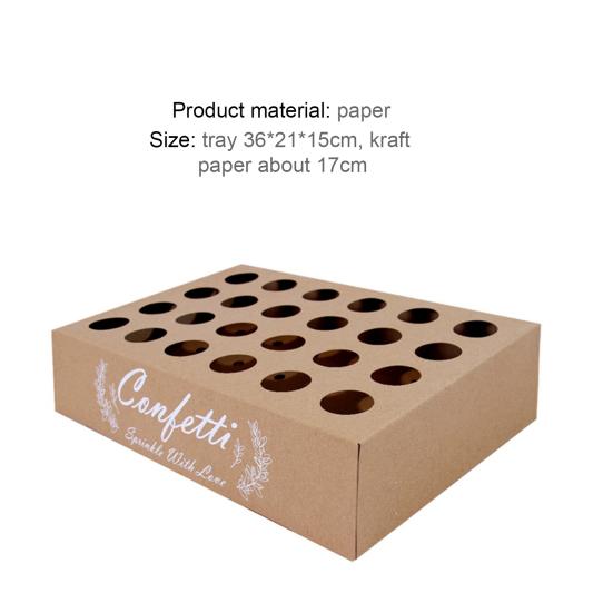 1 Set Confetti Tray 24 Holes Easy To Install Environmentally Friendly Reusable Multipurpose Wedding Decoration Kraft Paper Petal Confetti Cone Holder