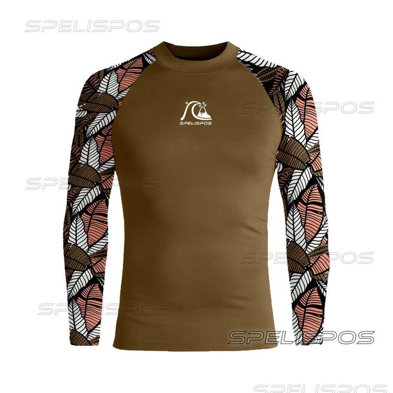Ανδρικό Rash Guard με Μακριά Μανίκια UPF 50 για Surfing, Κατάδυση, Κολύμβηση, Αντηλιακή Προστασία, Γρήγορο Στέγνωμα, Κορυφή Στολή