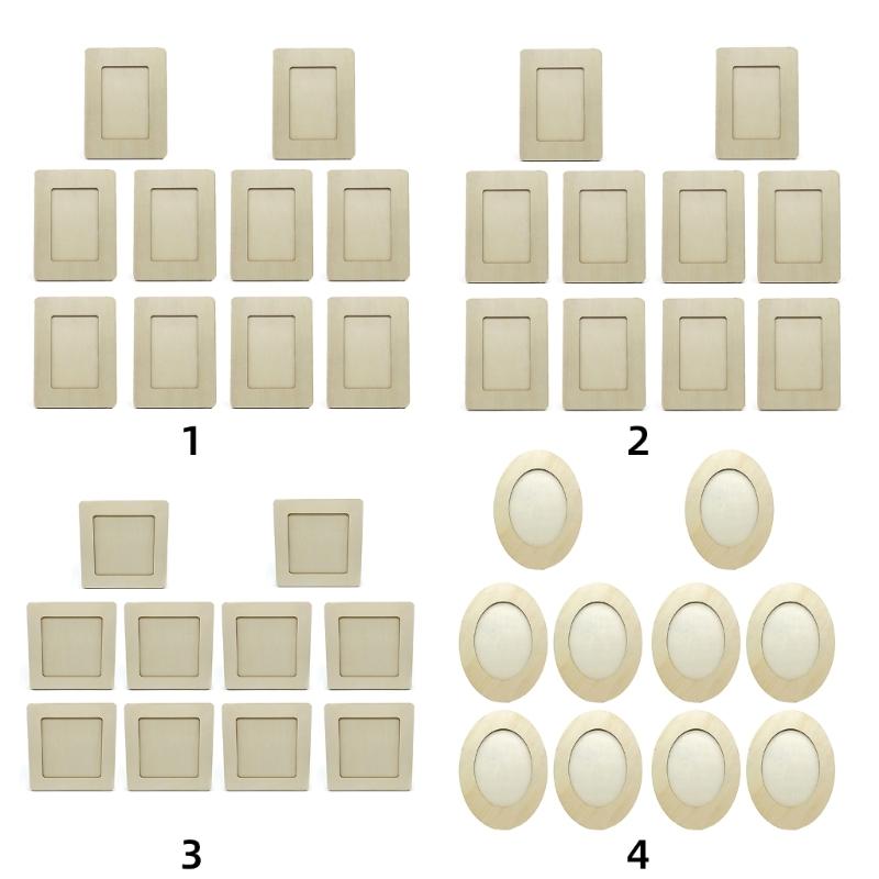 10Pcs Craft Ready Unfinished Wood Photo Frame Picture Frame for Display