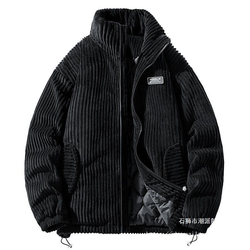 2025 nové podzimní a zimní pánské a párové manšestrové bavlněné oblečení se stojáčkem, zateplené, větruodolné bavlněné oblečení