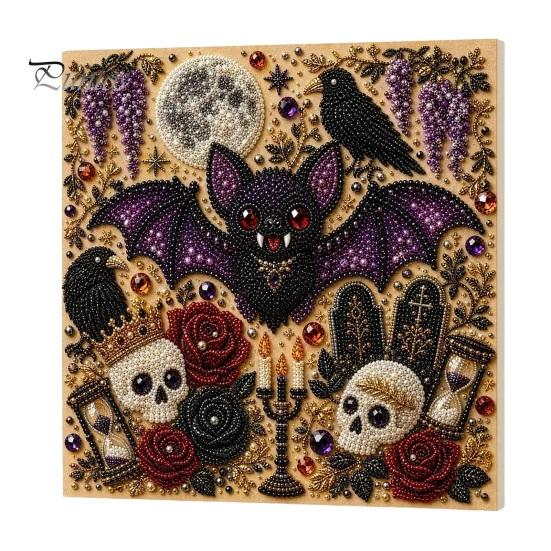 Relaxing Stress Relief Crafts Halloween Faux Pearl Painting Kit, DIY Witchcraft Art 3D Crafting Materials Bead Wall Craft Kit for Adults Beginners,