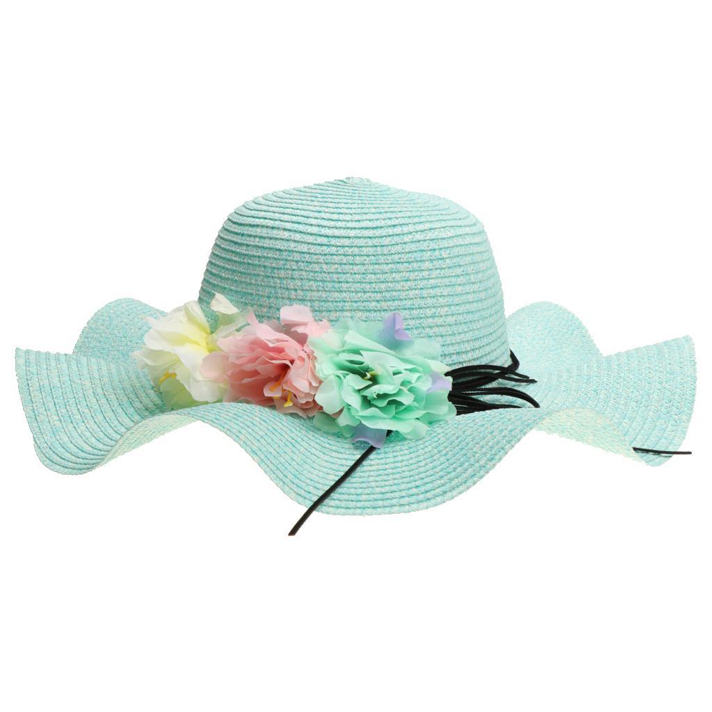 Women Girls Beach Floppy Foldable Sun Hat Wide Brim Straw