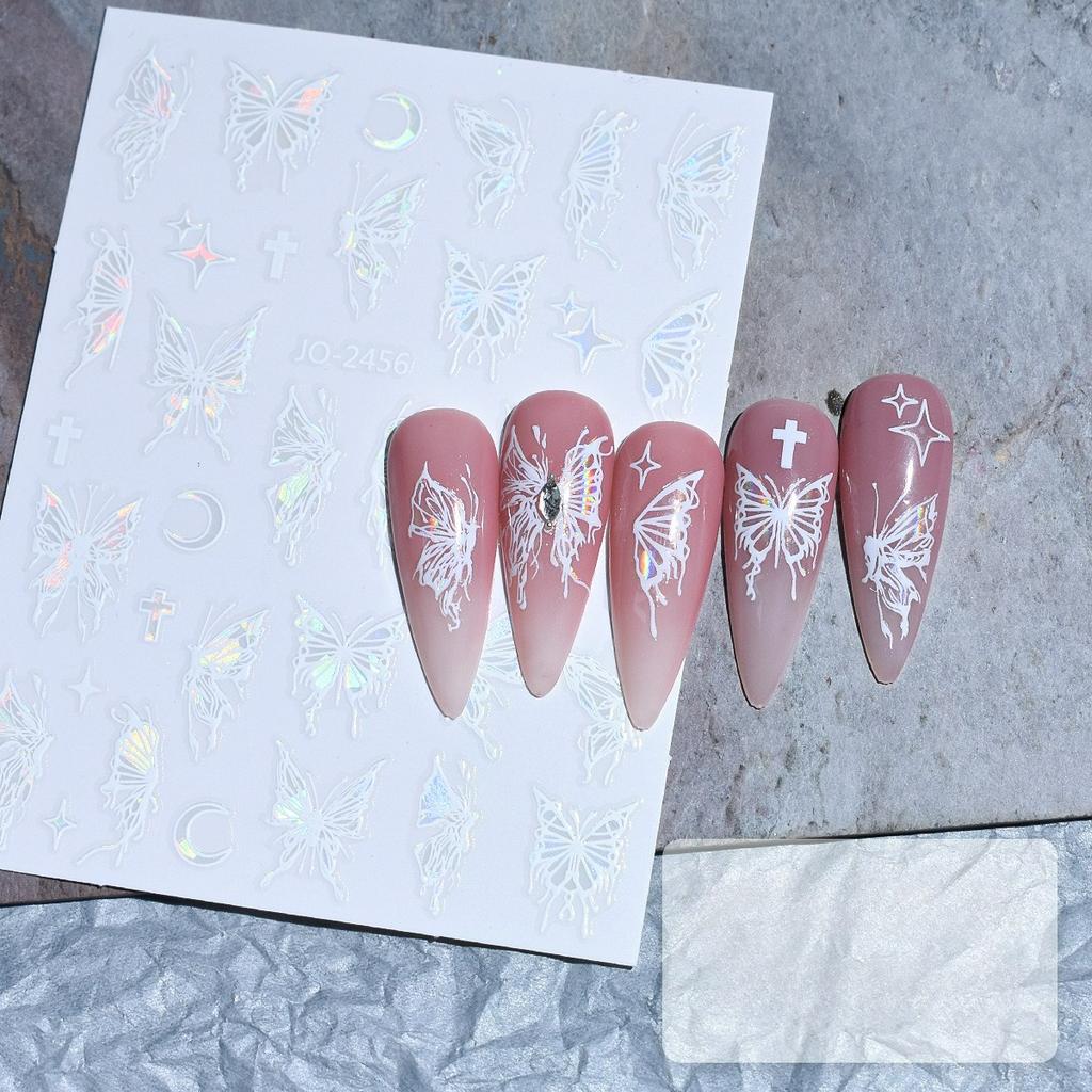 Czarne srebrne naklejki na paznokcie motylkowe serce wzór gwiazdy samoprzylepne naklejki suwakowe naklejki na paznokcie dekoracje do manicure