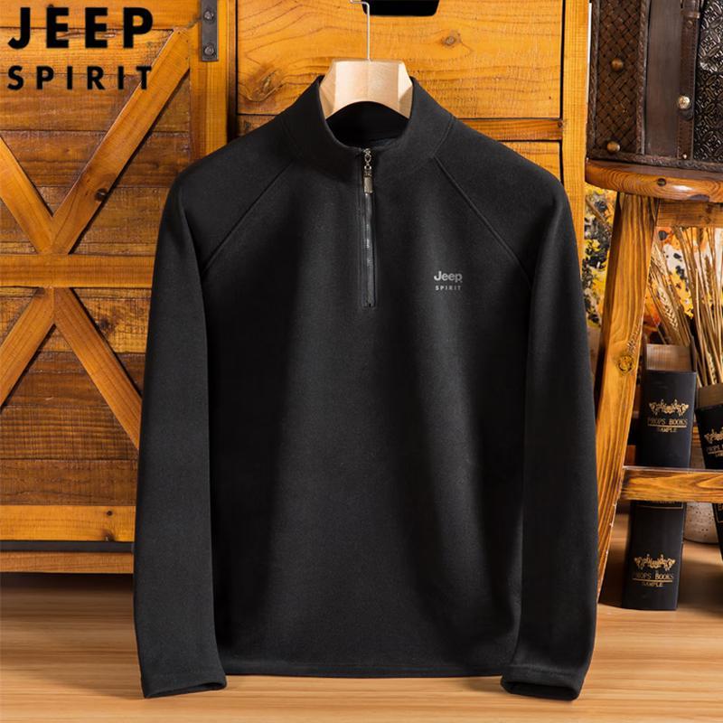 JEEP SPIRIT Men's Half-Zip Stand-Collar Pullover Sweatshirt