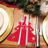 4-teiliges Besteckset, Weihnachtsmesser- und Gabelhalter, Elch-Weihnachtsbaum-Tasche, Vliesstoff, Kochgeschirr-Organizer, Tischdekoration