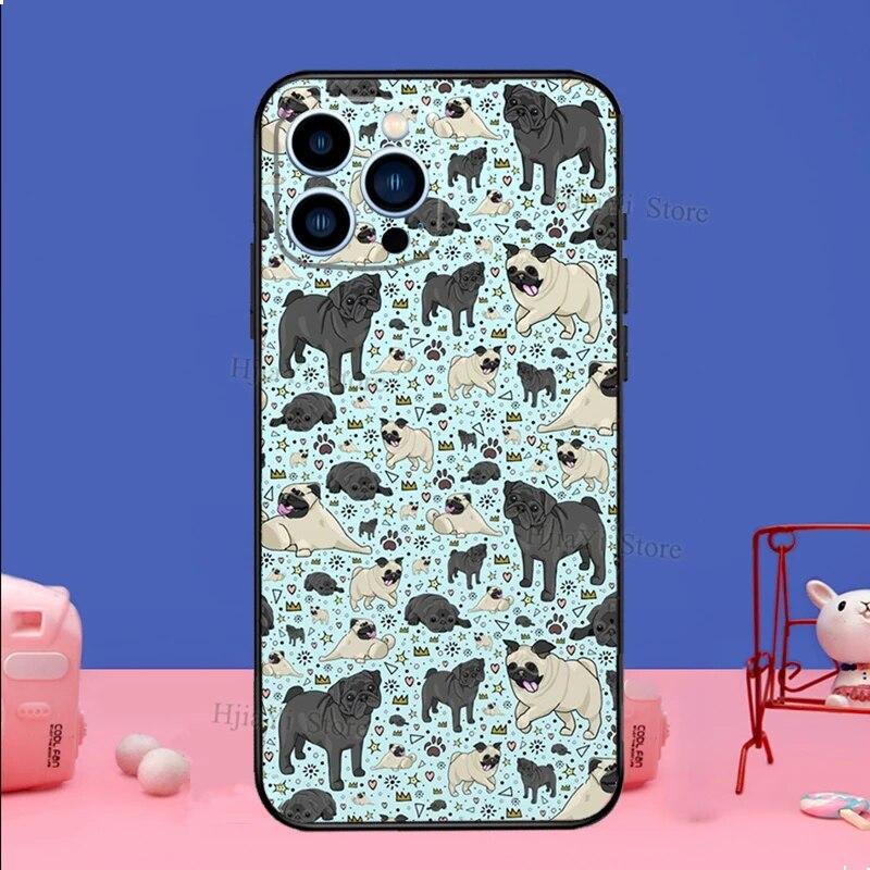 Etui na telefon Mops Pies do iPhone'a Samsung Galaxy Redmi Xiaomi Oppo OnePlus Note SA 7 8 9 10 11 12 13 14 20 21 22 23 53 54 Pro Max Plus Ultra TPU Miękkie