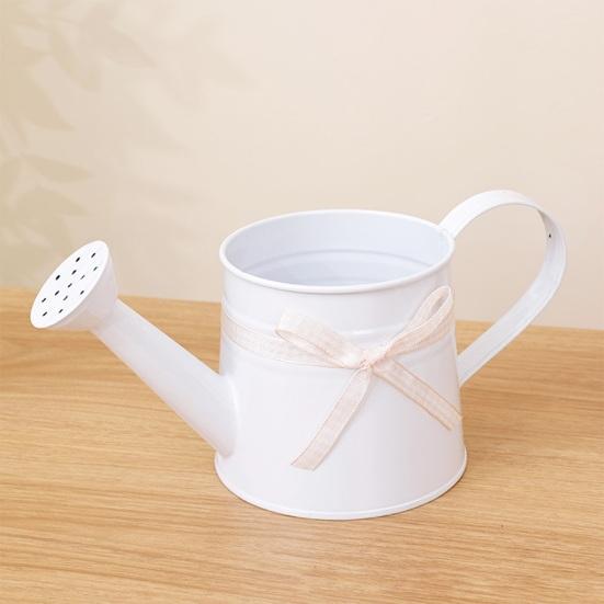 1L Mini-Gießkanne mit Schleifenverzierung Vintage Ergonomischer Griff Robuster Metall-Innen-Außen-Gartenpflanzen Blumen-Gießkanne
