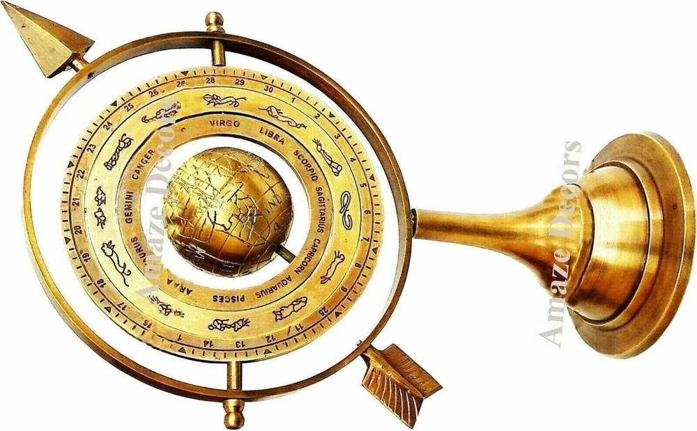 Antyki Era Mosiężna Sfera Niebieska Armilarna Sfera Astrologiczna
