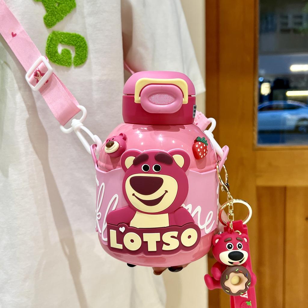 Cana Termos pentru Copii Ursulețul Căpșună Cană cu Burtă Potabilă Calitate Alimentară Fete Școală Primară Specială Sticlă de Apă