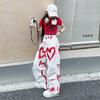 Girls' Short Sleeved Set Summer Stylish Medium Sized Children's Love Graffiti Children's Leisure Two Piece Set