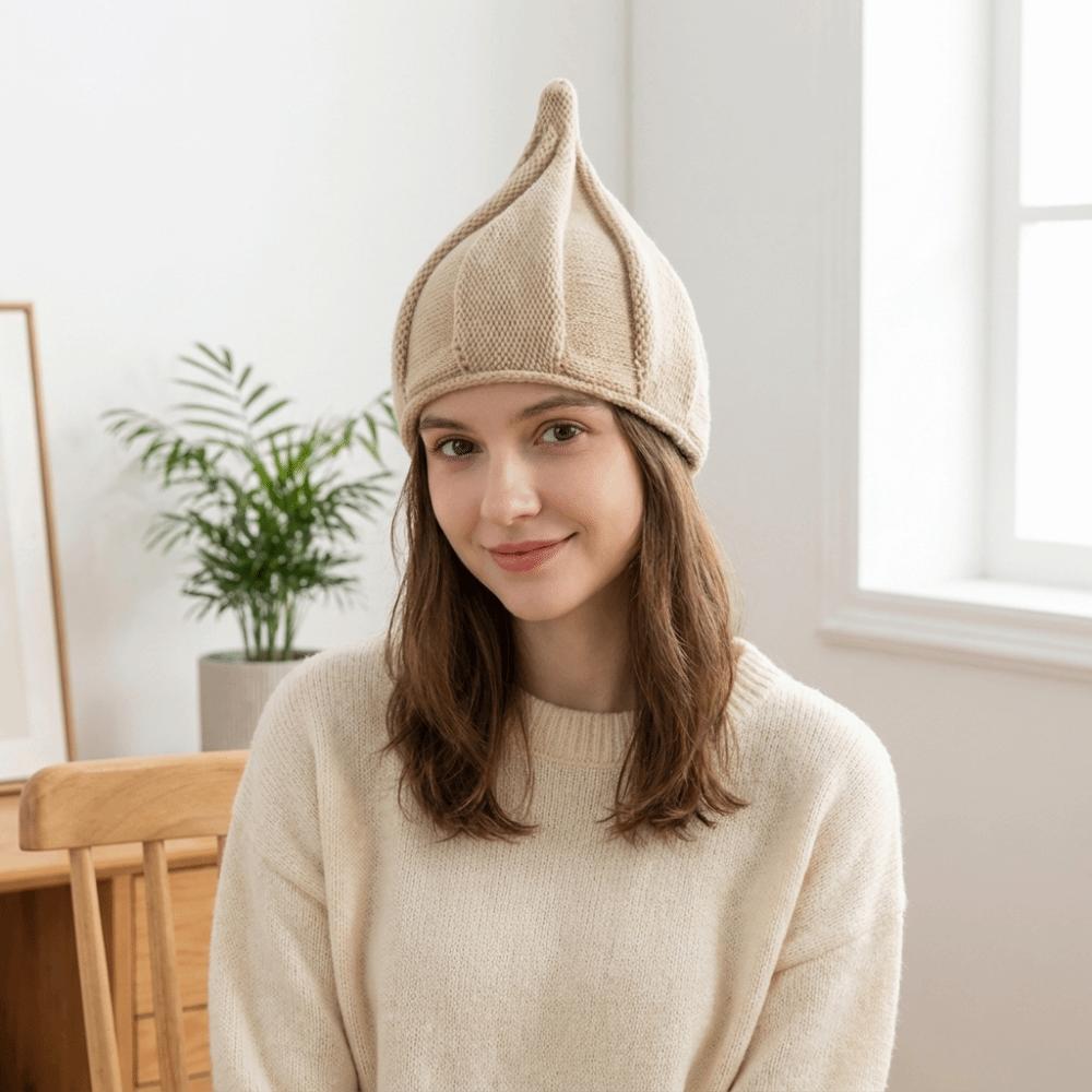 Korean Style Nipple Hat Twist Pullover Hat Simple Knitted Beanie Hat Women