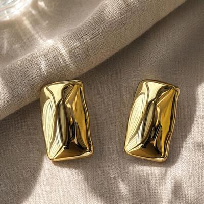 1 Pair Chunky Earrings for Women, Silver/Gold Statement Drop Stud Earrings, Geometric Square Jewelry Gift