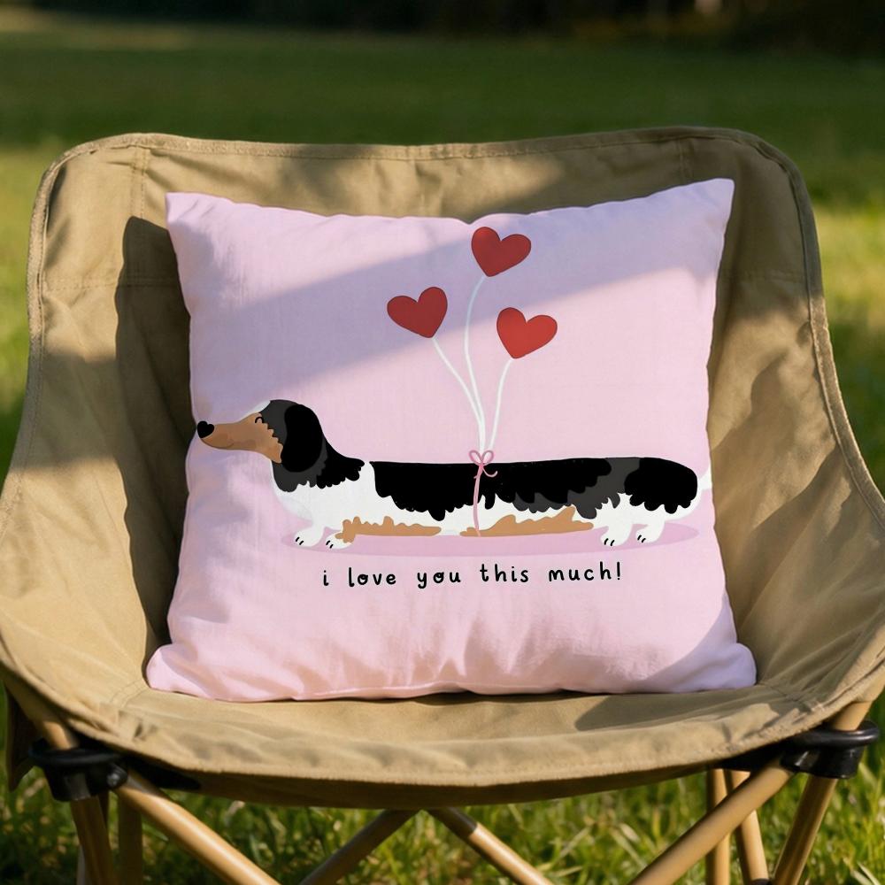 Cute Dachshund Dog Cushion Cover Soft Reversible Durable Pillow Cover MultiScene Use for Home Car Daily Comfort