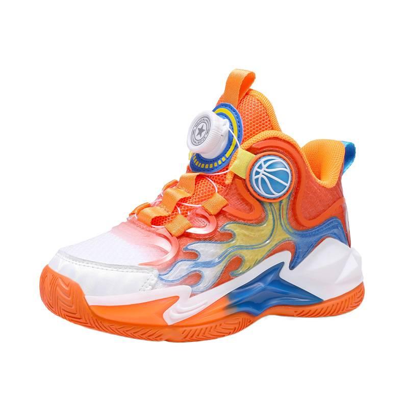 2025 spring and summer boys and girls sports shoes medium and older children's mesh comfortable basketball shoes rotating casual versatile shoes