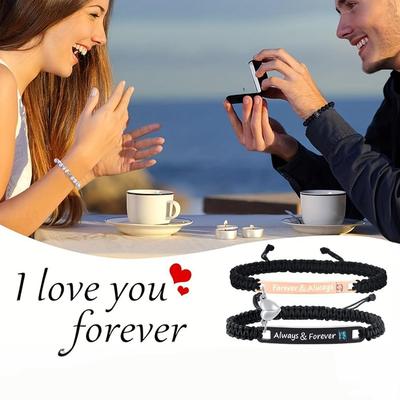 Braided Rope Finished Bracelet, Letter Lettering, Advanced Sense of Love, Men's and Women's Couple Hand Rope