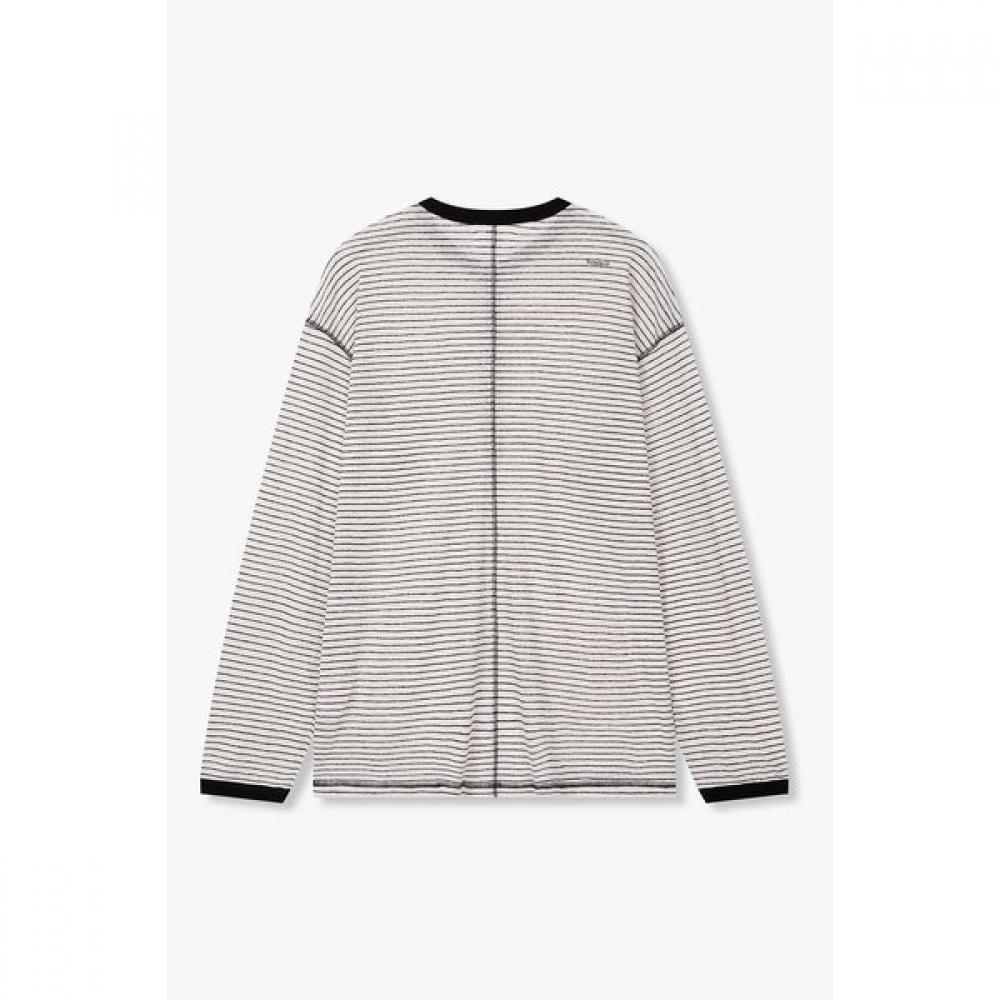 STUDIO TOMBOY Henley Neck STripe Long Sleeve T shirT 9106222221 