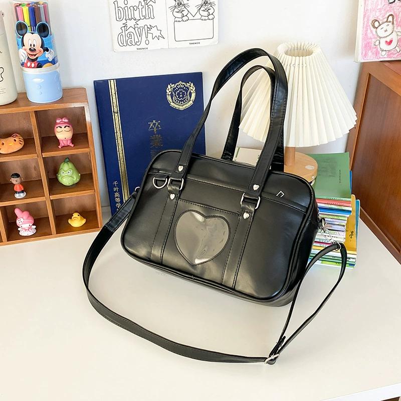 Japanese JK Uniform Bag Shoulder Messenger Commuter College Style Student Bag Love Backpack Student Soft Girl PU Female Bag