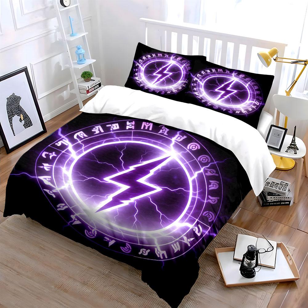 Magical Symbol Lightning Decor Set Soft Comfortable Duvet Cover Bedding Set Included 1*Duvet Cover & 2*Pillowcases, Gift