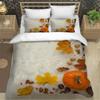 Set Copripiumino Reversibile Stile Autunnale Naturale con Zucca e Foglie, Set Biancheria da Letto in Microfibra e Federe con Chiusura a Zip