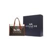 Coach Field 30 Classic Horse And Carriage Print Color Block Tote Bag Women Tote Bags Dark-Brown White C8458-B4TXN