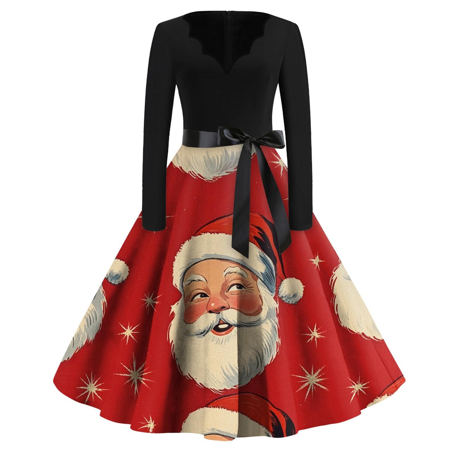 

Женские модные повседневные тонкие рождественские платья с длинным рукавом с v-образным вырезом и принтом XXXXXL розовый