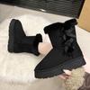 Large size snow boots women's autumn and winter new wind bow thick sole heightening piled thickened short boots cotton boots